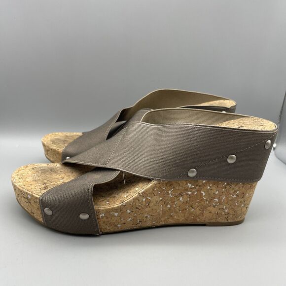 Lucky Brand Shoes - Lucky Brand‎ Wedge Sandals Women’s Size 7.5 Miller 2 Cork Bronze Metallic Canvas